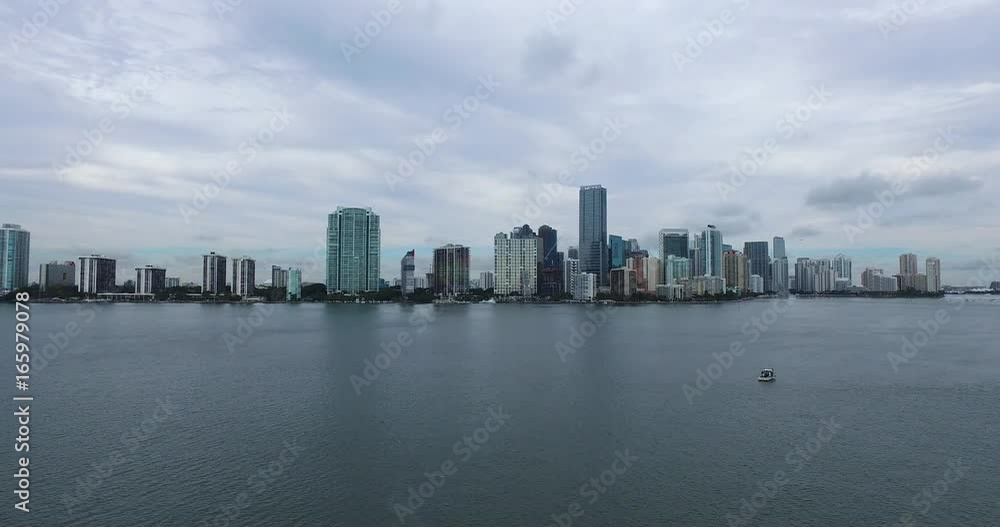 Aerial of Biscayne Bay and Downtown Miami Brickell Skyline Aerial of Biscayne Bay and Downtown Miami Brickell Skyline