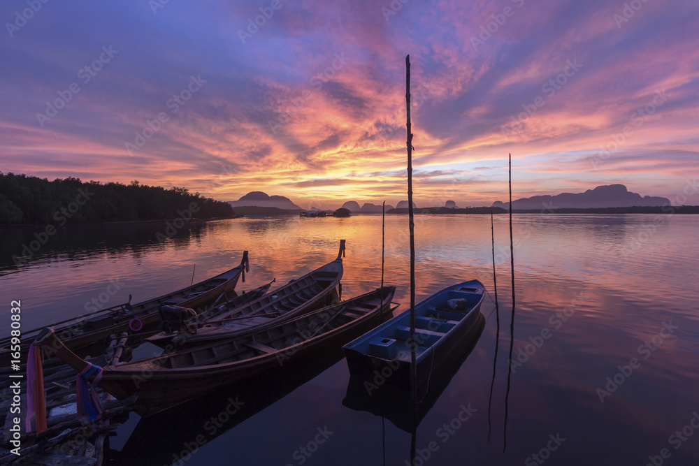 Sunrise At the fishing village Thailand