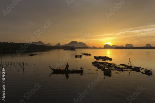 Sunrise At the fishing village Thailand