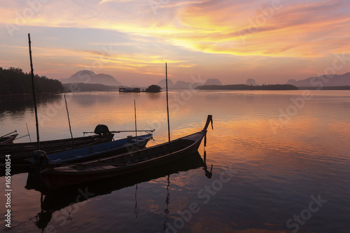 Sunrise At the fishing village Thailand