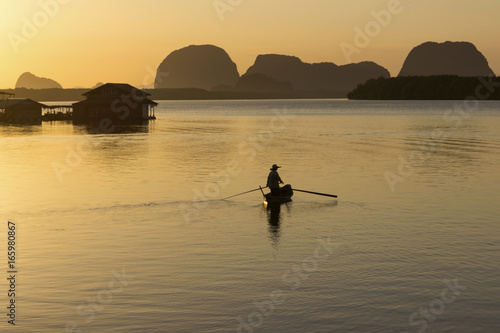 Sunrise At the fishing village Thailand