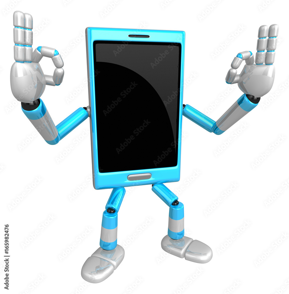3D Smart Phone Mascot the OK gesture. 3D Mobile Phone Character Design Series. 3D Smart Phone Mascot the OK gesture. 3D Mobile Phone Character Design Series.