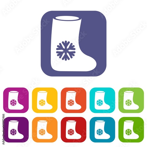 Felt boots icons set