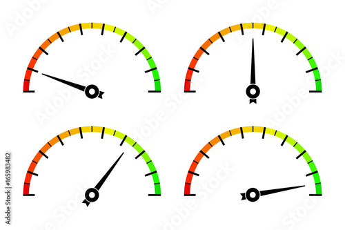 Colored measuring semi-circle scales. For industrial gauges