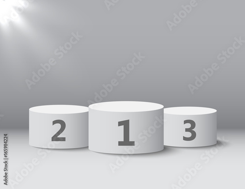 White winners podium with shadow. Round pedestal. Vector illustration, eps10