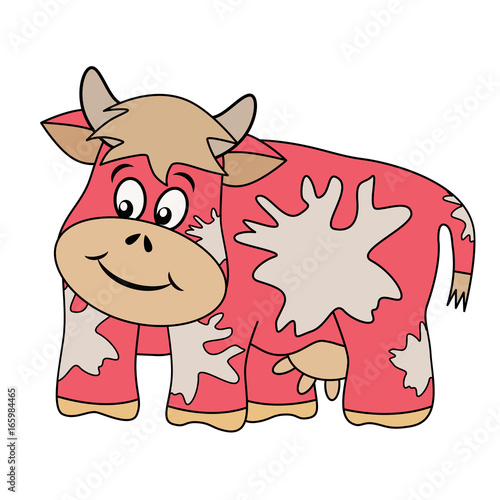 Cartoon illustration. Spotted cow on a white background.
