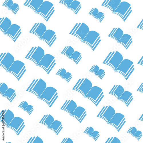 Open book fly blue pattern. Open book icon pattern seamless repeat vector illustration