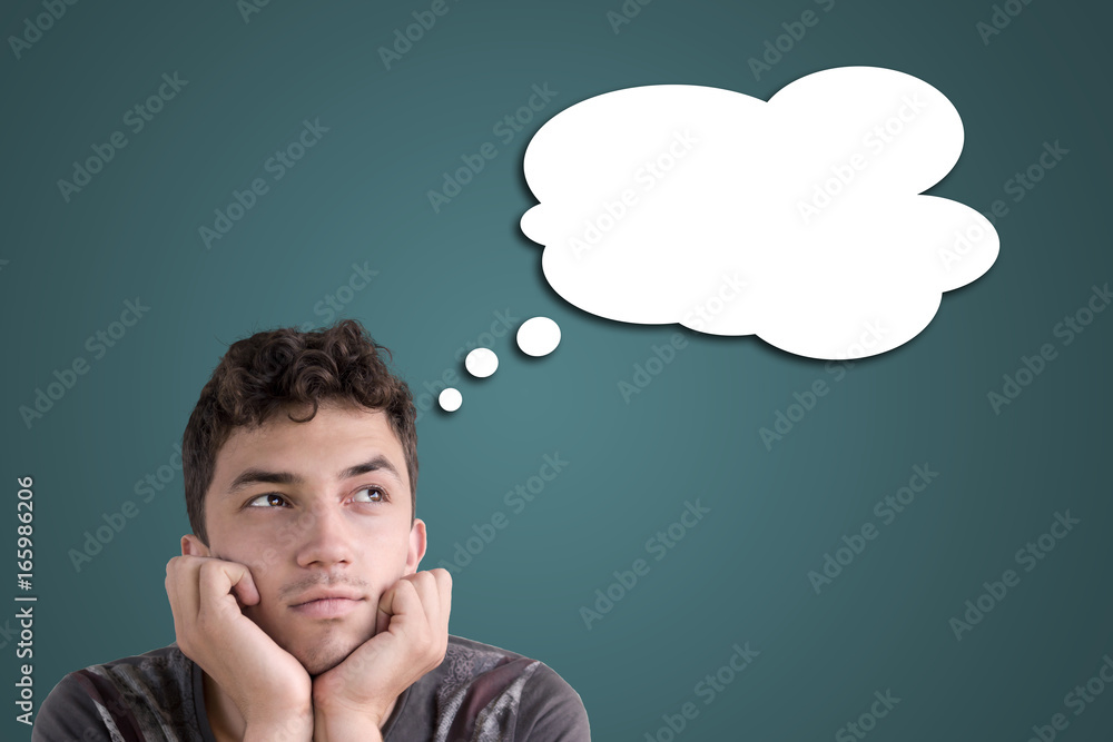 yong men thinking or dreaming with thought bubble yong men thinking or dreaming with thought bubble