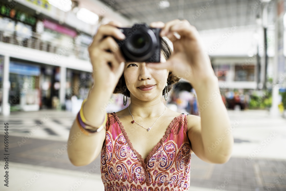Woman Photographer at the Shopping Mall