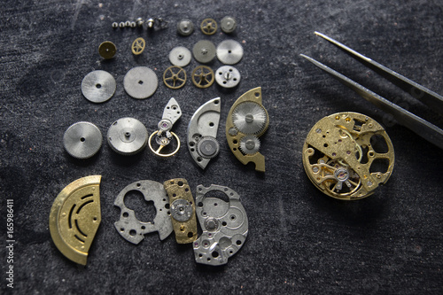 Dismantled mechanical watch