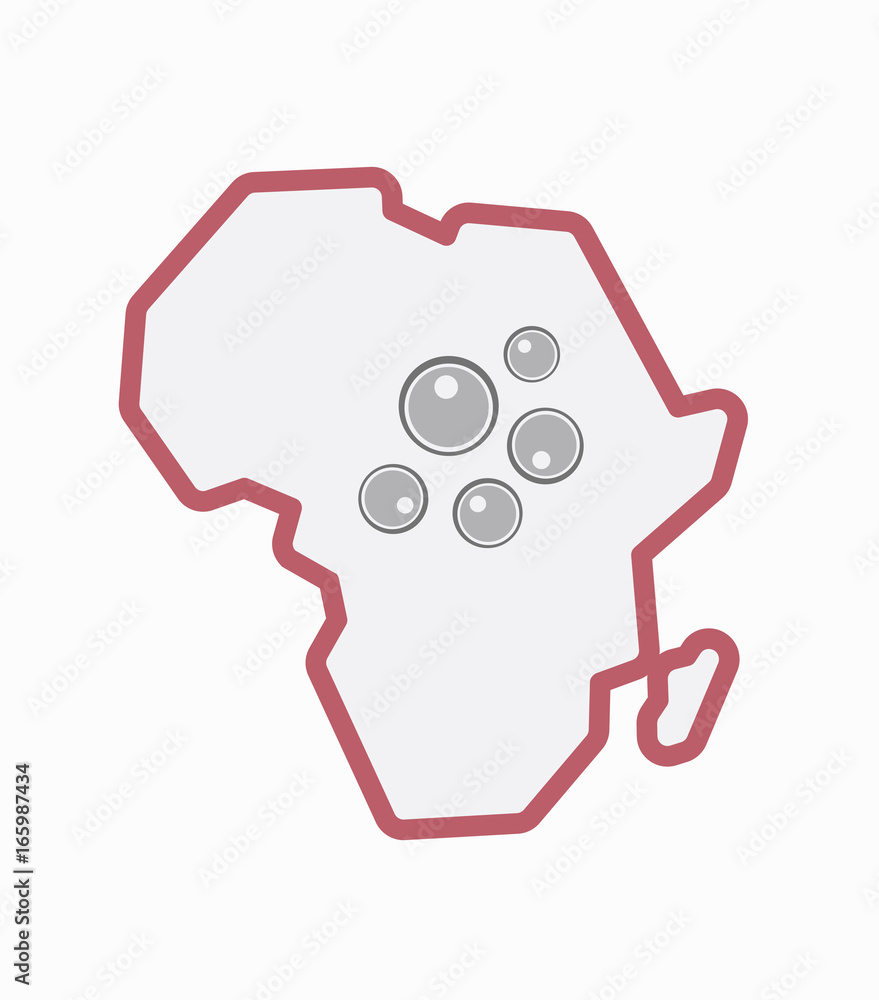 Isolated Africa map with oocytes Isolated Africa map with oocytes