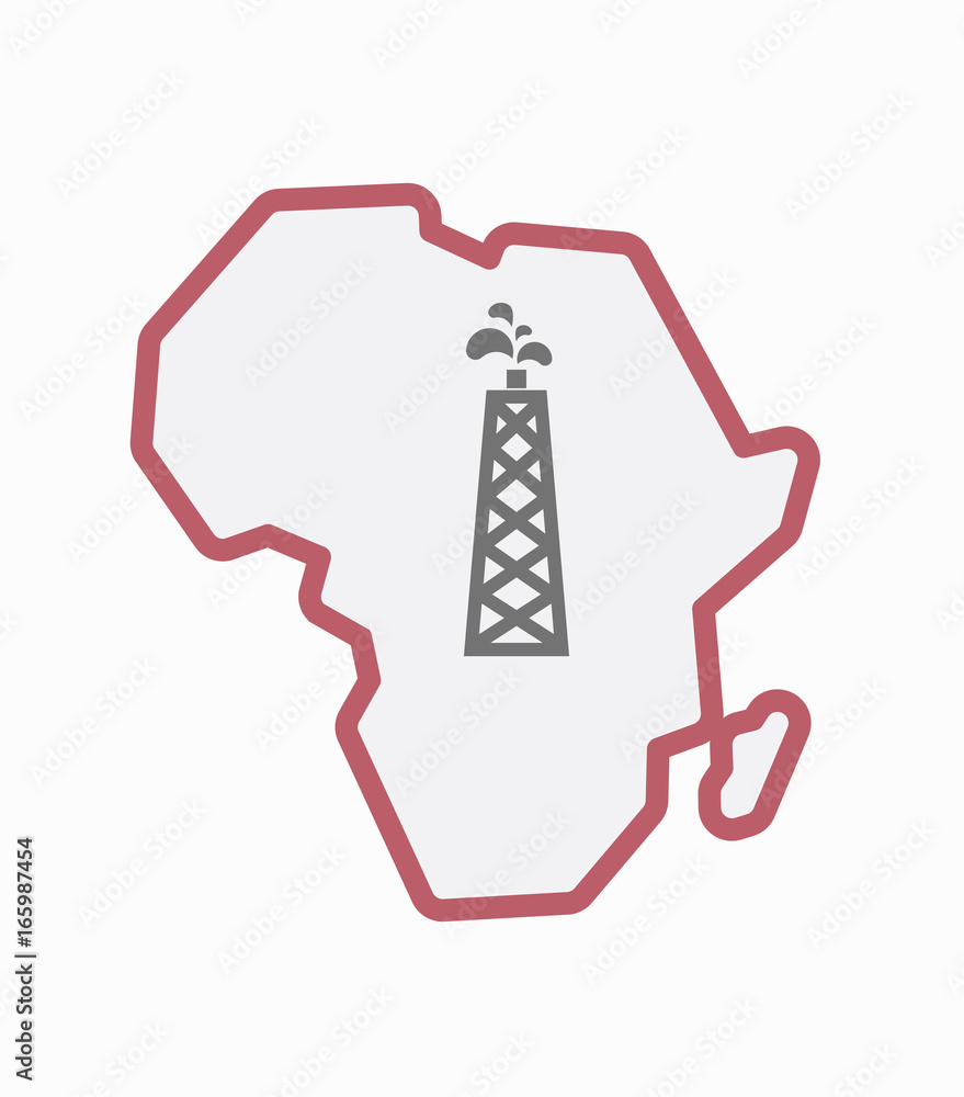 Isolated Africa map with an oil tower Isolated Africa map with an oil tower