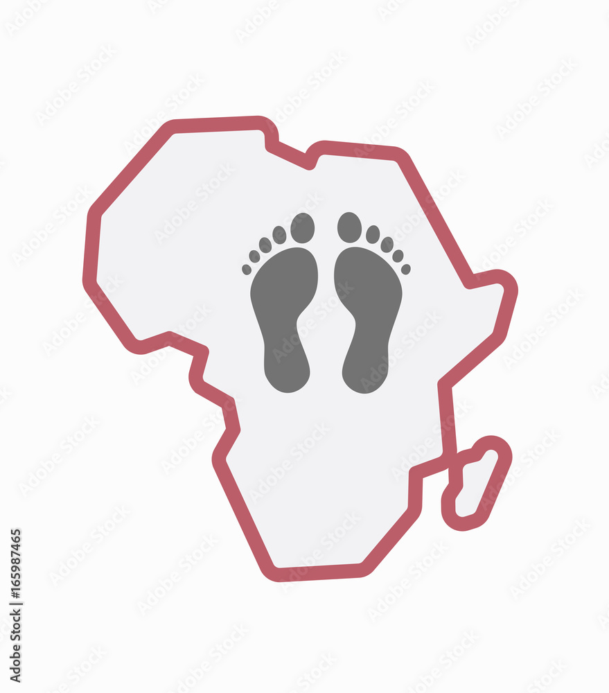 Obraz premium Isolated Africa map with two footprints