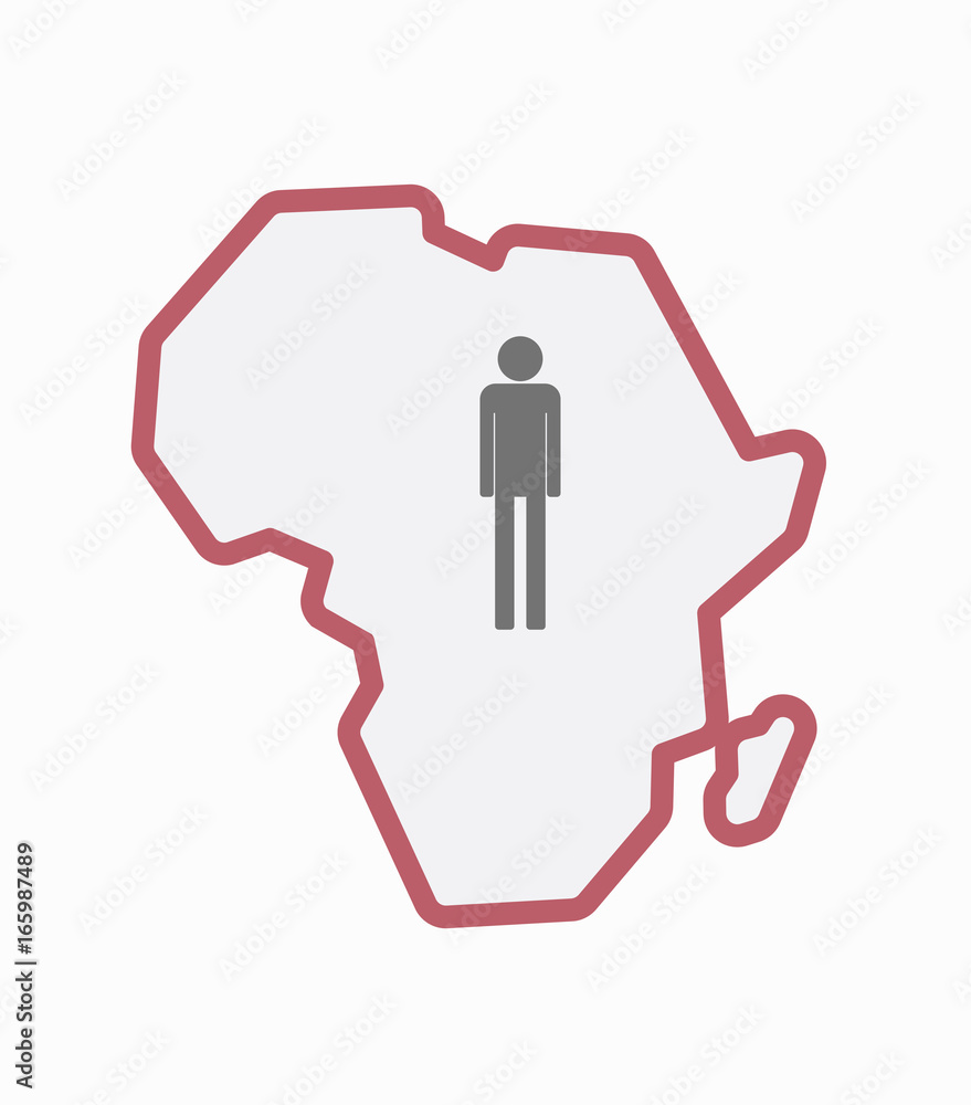 Isolated Africa map with a male pictogram Isolated Africa map with a male pictogram