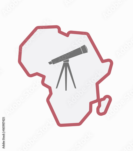 Isolated Africa map with a telescope