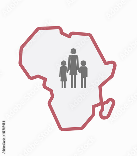 Isolated Africa map with a female single parent family pictogram