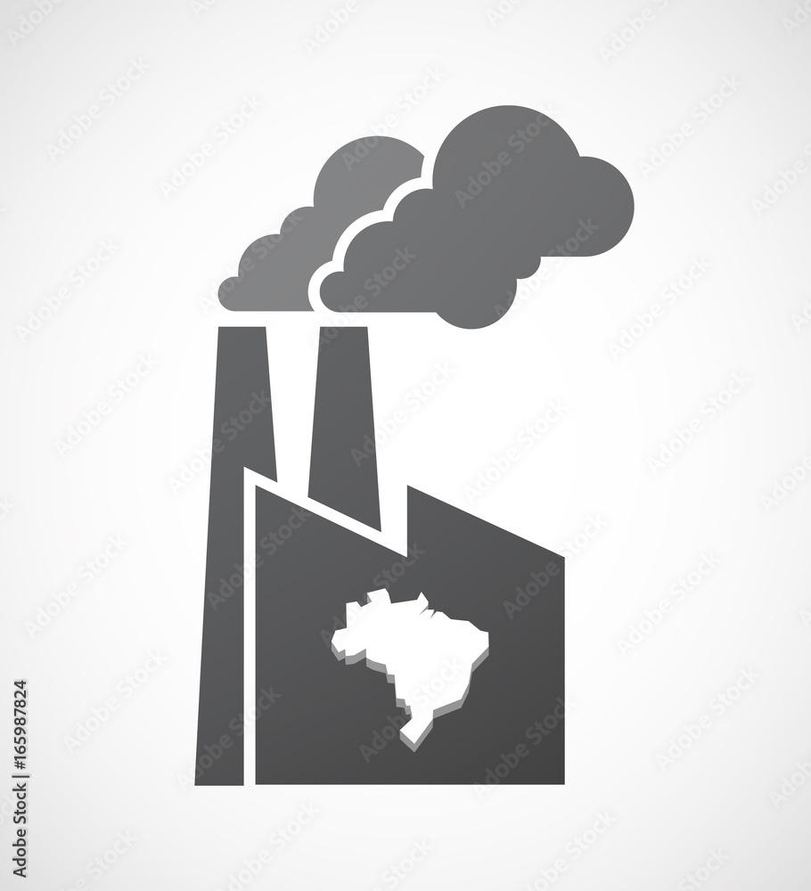 Isolated factory with a map of Brazil Isolated factory with a map of Brazil