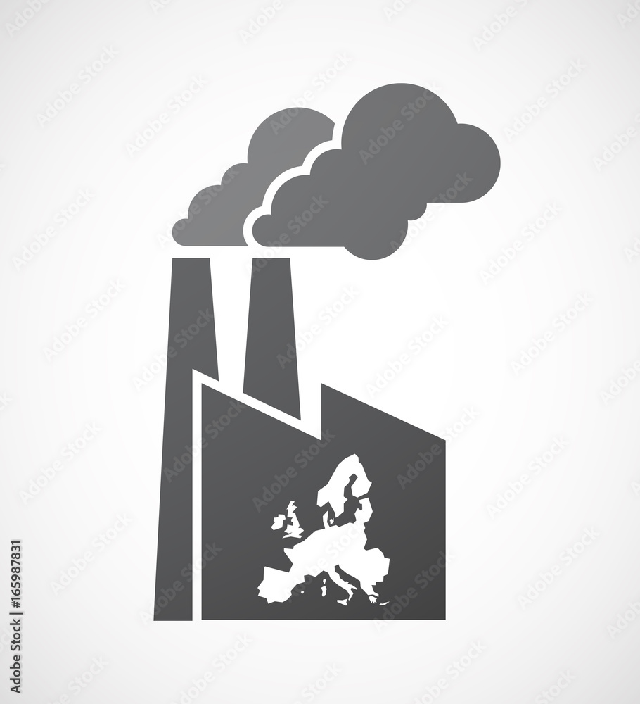 Isolated factory with a map of Europe Isolated factory with a map of Europe
