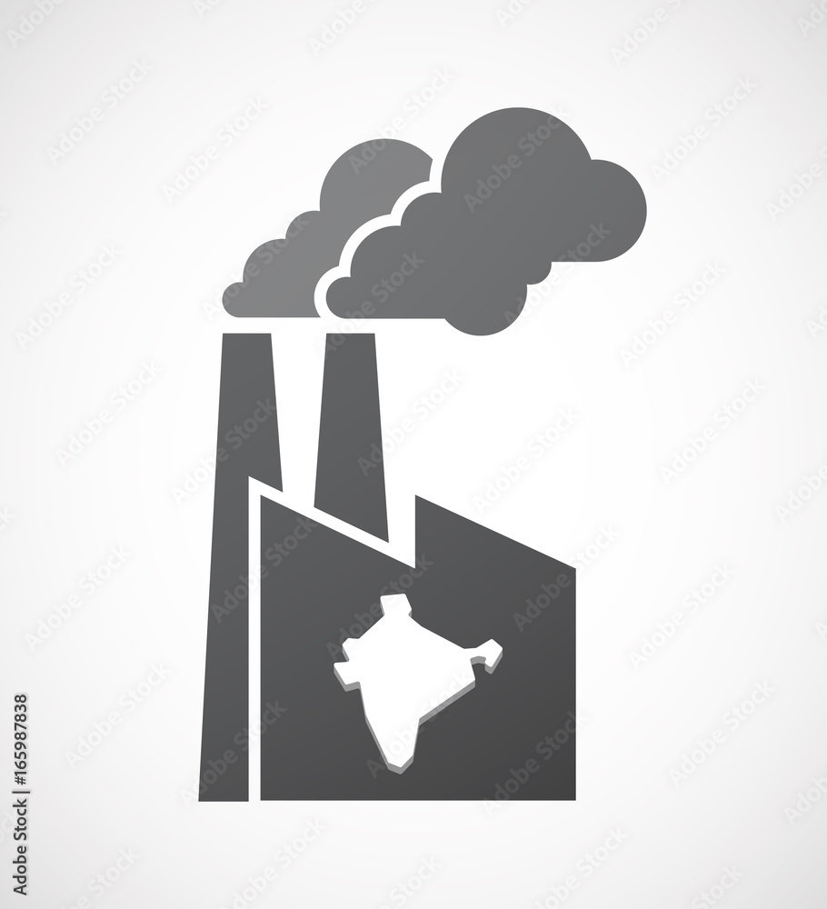 Isolated factory with a map of India Isolated factory with a map of India