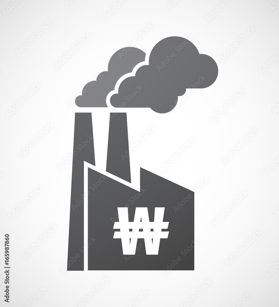 Isolated factory with a won currency sign Isolated factory with a won currency sign