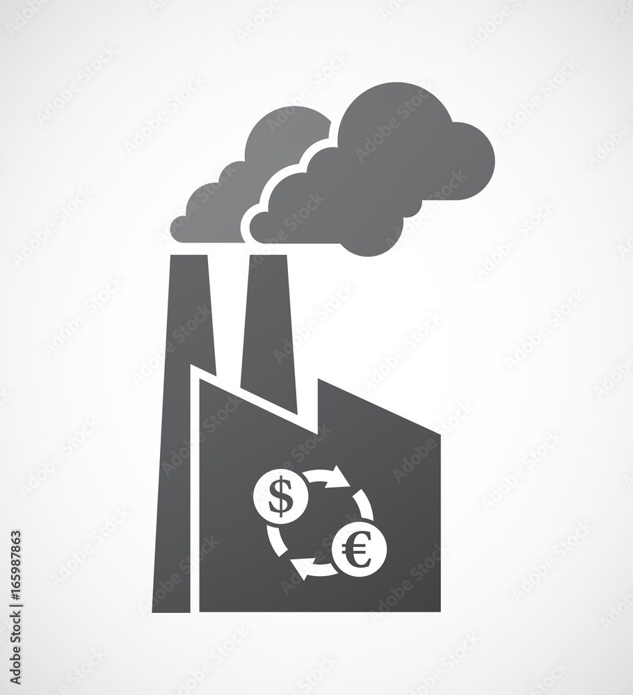 Isolated factory with a dollar euro exchange sign Isolated factory with a dollar euro exchange sign