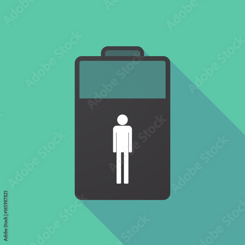 Long shadow battery with a male pictogram