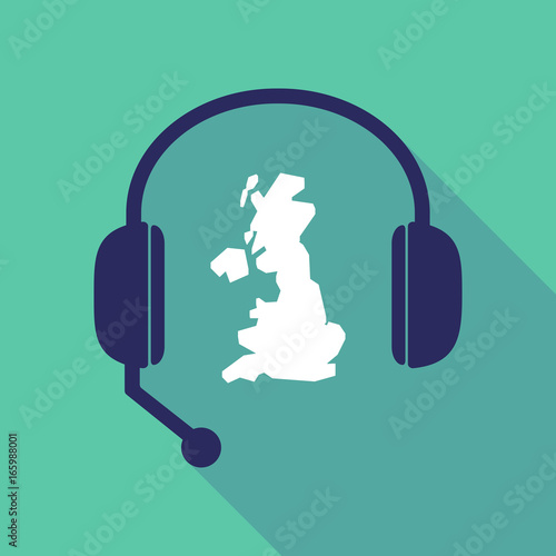Long shadow  headset with  a map of the UK