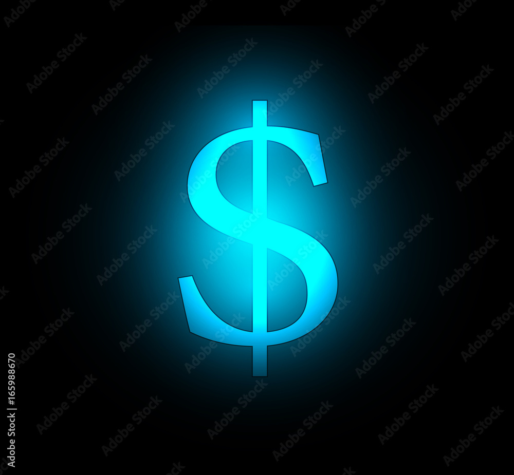 Glowing blue dollar Sign symbol icon, vector illustration Glowing blue dollar Sign symbol icon, vector illustration