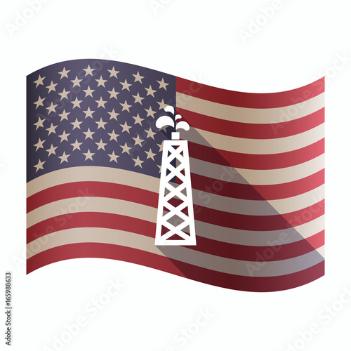 Isolated  USA flag with an oil tower