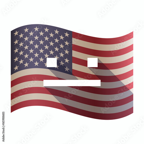 Isolated  USA flag with a emotionless text face