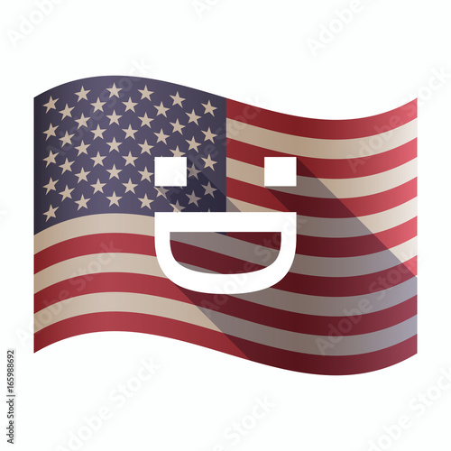Isolated  USA flag with a laughing text face