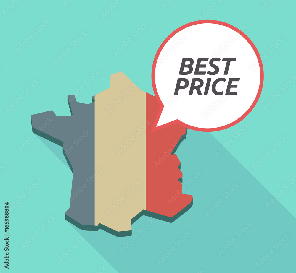 Long shadow France map with the text BEST PRICE Long shadow France map with the text BEST PRICE
