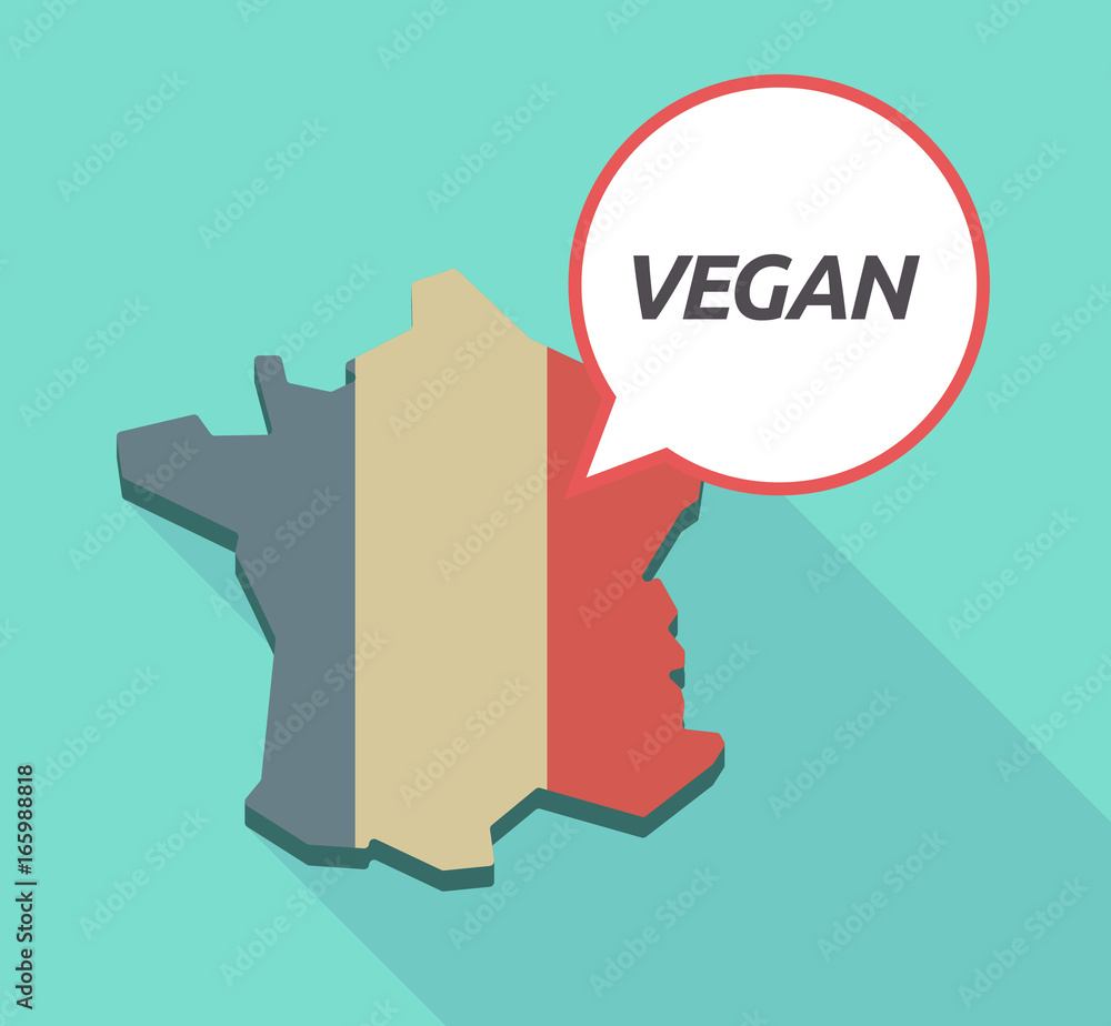 Long shadow France map with the text VEGAN Long shadow France map with the text VEGAN