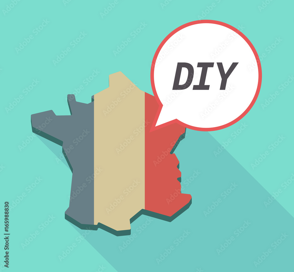 Long shadow France map with the text DIY Long shadow France map with the text DIY