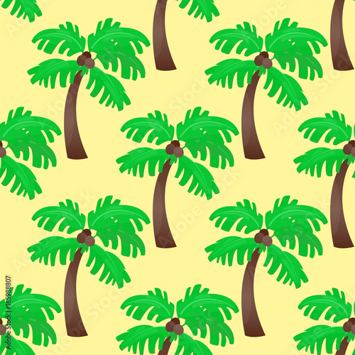 Leaves green palm trees seamless pattern vector summer leaf plant background