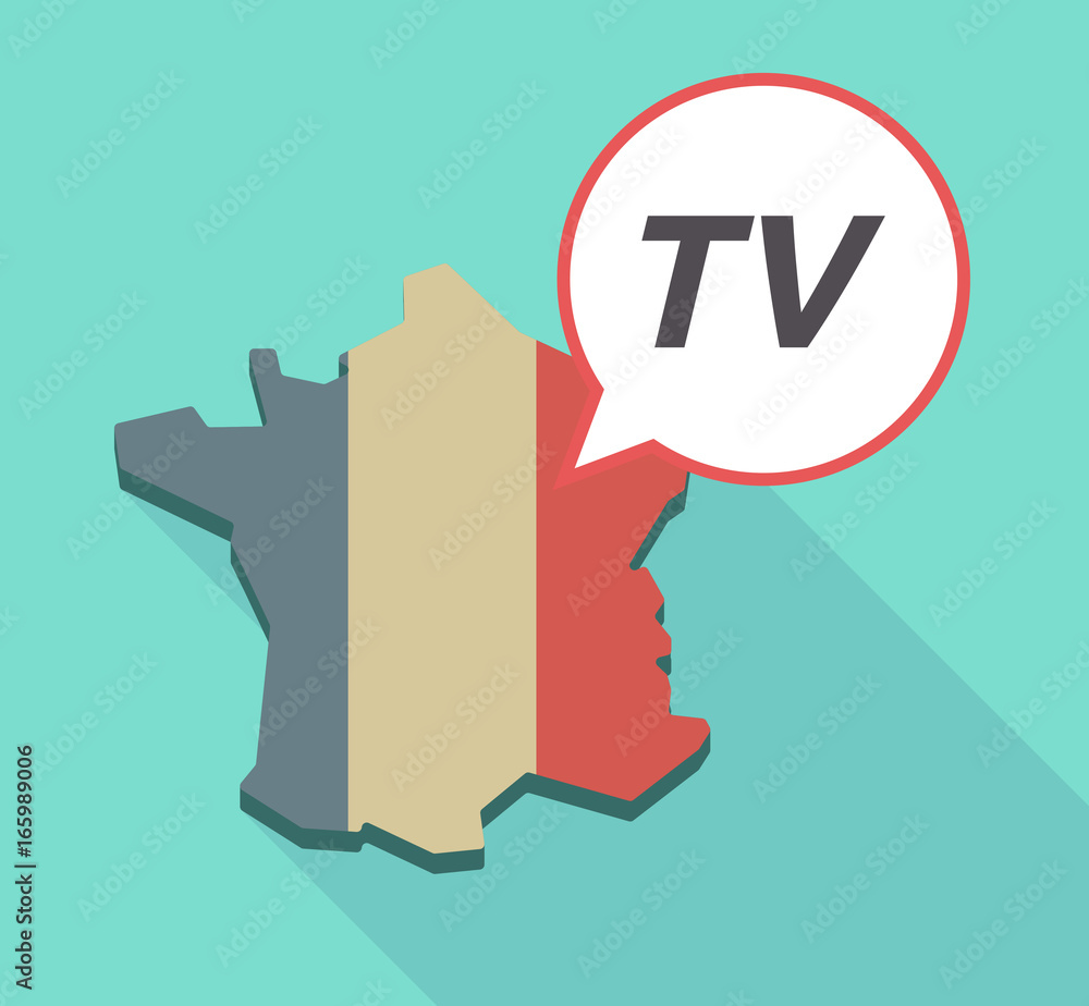 Long shadow France map with the text TV Long shadow France map with the text TV