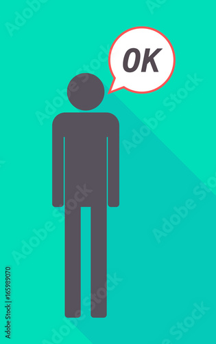 Long shadow male pictogram with    the text OK