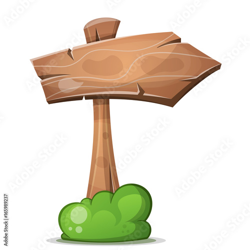 Cartoon wood arrows with bush. Vector, eps 10