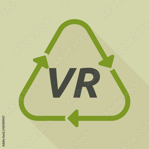 Long shadow recycle sign with the virtual reality acronym VR