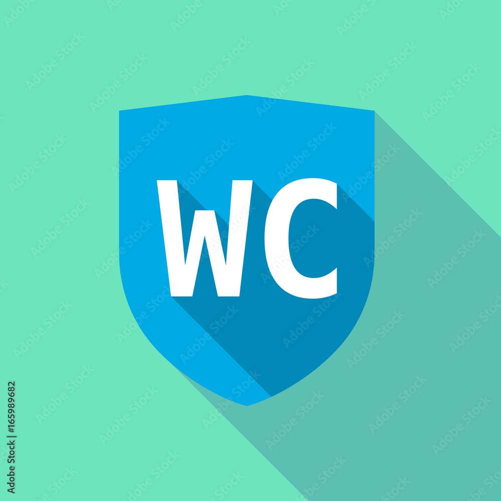 Long shadow shield with the text WC Long shadow shield with the text WC