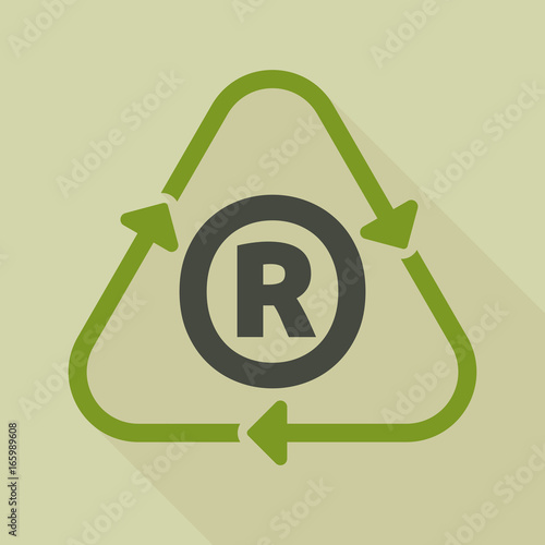 Long shadow recycle sign with    the registered trademark symbol