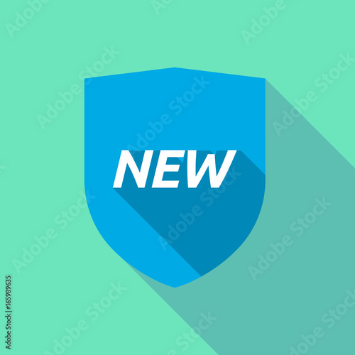 Long shadow shield with    the text NEW
