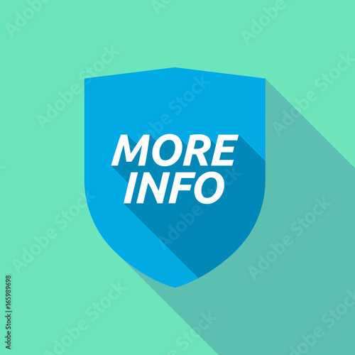 Long shadow shield with    the text MORE INFO