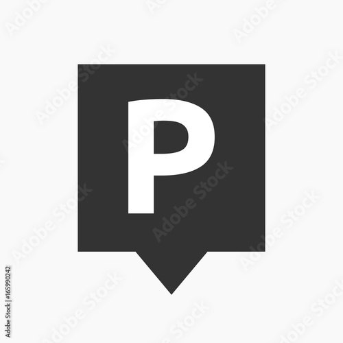 Isolated tooltip with    the letter P
