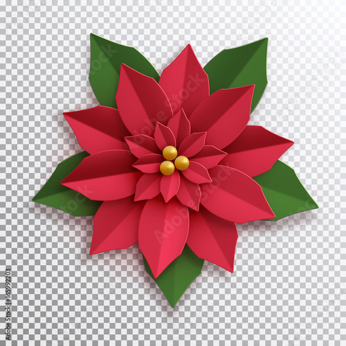 Christmas star. Paper poinsettia red flower. Vector illustration icon isolated. photo