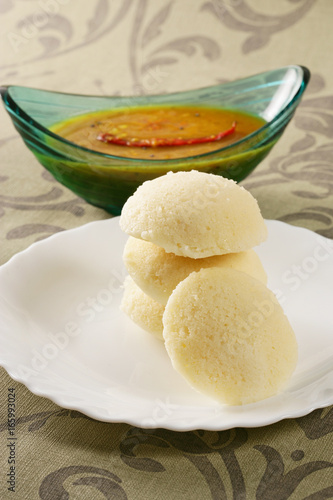 Sambar and Idli with Chutney – Indian Dish