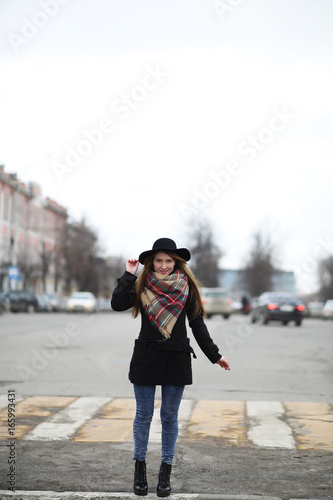 French woman for a walk in early spring © alexkich