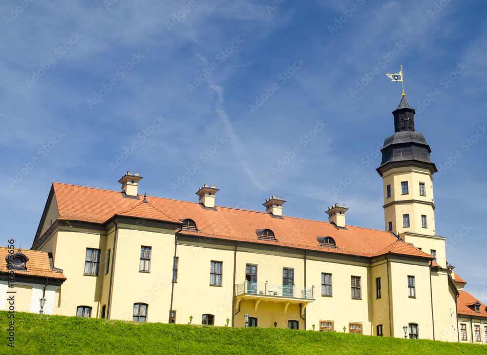 Ancient castle over deep blue sky background Ancient castle over deep blue sky background