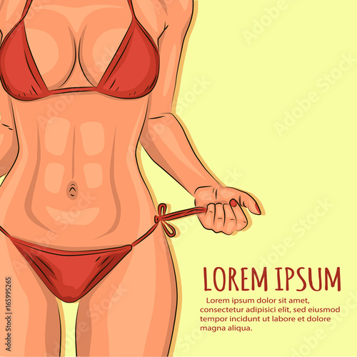 Sexy young girl in swimsuit illustration