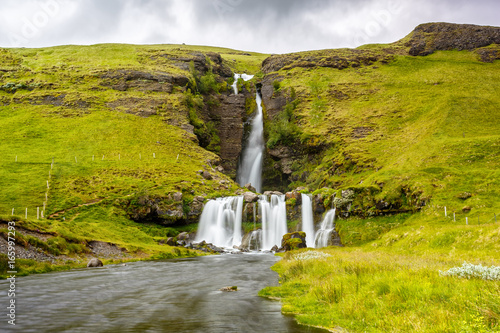 Gluggafoss waterfall and the river in Iceland